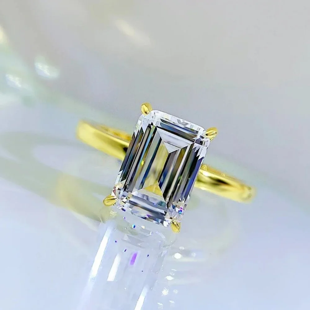 Certified 2.5 ct. t.w. Moissanite Diamond Emerald Cut Engagement Ring NEW